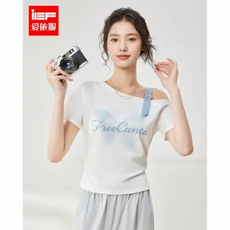 IEF/爱依服2025夏季新款美式甜酷休闲辣妹气质设计感短款修身上衣图片
