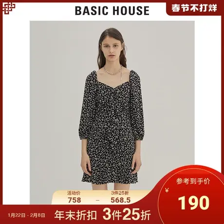 Basic House/百家好女装秋季短裙七分袖连衣裙HUOP521F图片