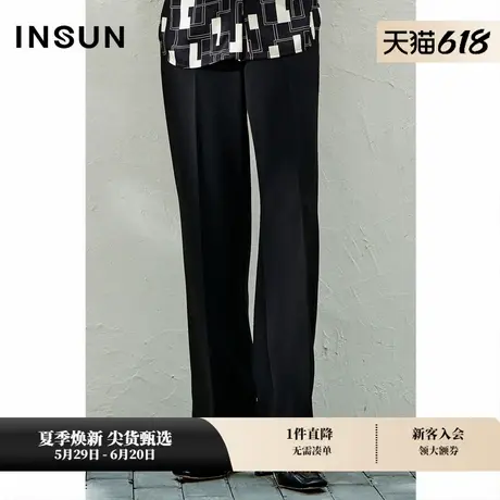 INSUN恩裳夏季气质三醋酸直筒休闲裤商品大图
