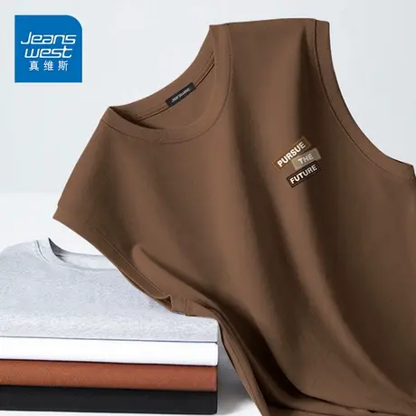 GV真维斯纯棉背心男款夏季薄款休闲健身服运动无袖t恤男宽松坎肩D商品大图