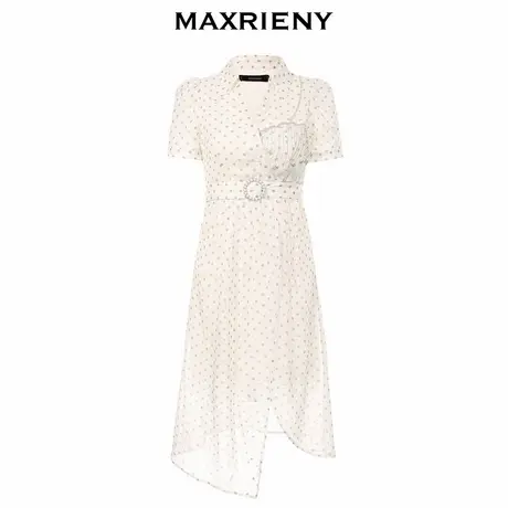 【奥莱】MAXRIENY 波点连衣裙夏季泡泡袖A字裙气质短袖公主长裙子商品大图