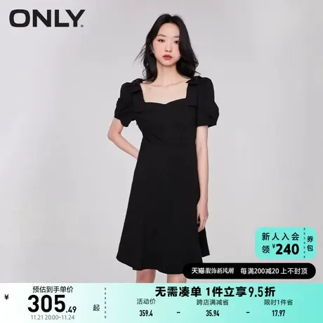 ONLY奥莱秋季新款时尚可爱蝴蝶结名媛风修身连衣裙女商品大图