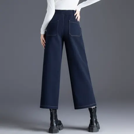 直筒宽松休闲裤子女新款2024爆款秋冬季今年流行九分毛呢裤阔腿裤图片