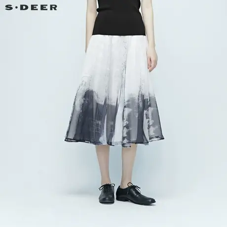 sdeer圣迪奥夏季渐变印花松紧长裙S20281130图片