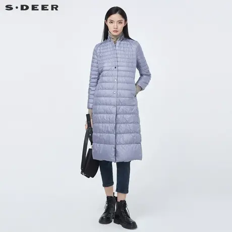 sdeer圣迪奥女装休闲翻立领轻薄长款羽绒服S20482489图片