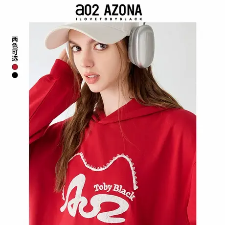 a022025新款连帽字母印花卫衣秋季时尚百搭宽松慵懒休闲女士上衣商品大图