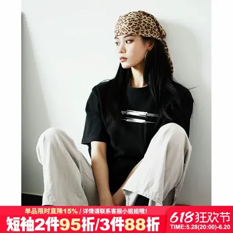 设计感高街潮牌简约风黑色短袖t恤女夏季新款宽松打底衫半袖上衣商品大图