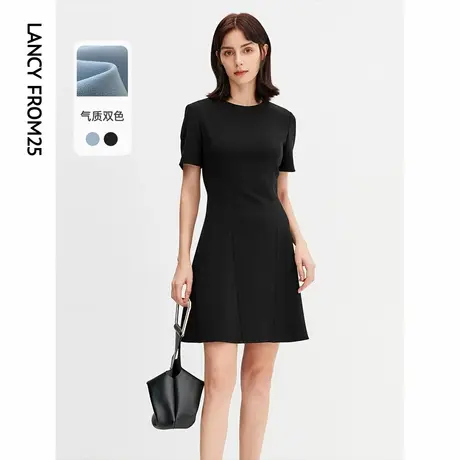 朗姿法式赫本风高腰显瘦黑色连衣裙女夏季新款气质修身显瘦小黑裙商品大图