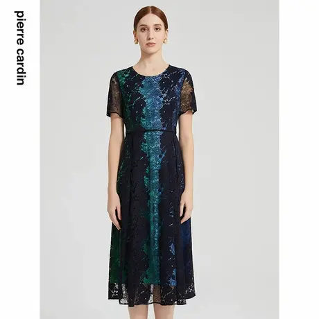 【皮尔卡丹女装】春夏渐变蕾丝刺绣小众连衣裙【专柜正品】商品大图