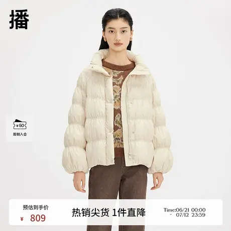 播短款立领蓬松羽绒服女24秋冬新款休闲风宽松外套DDS1RD3007商品大图