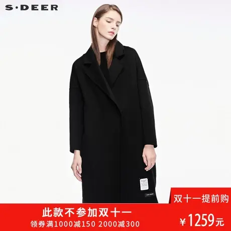 sdeer圣迪奥酷感撞色刺绣字母抽象图案落肩袖平驳领大衣S18481888🤫商品大图