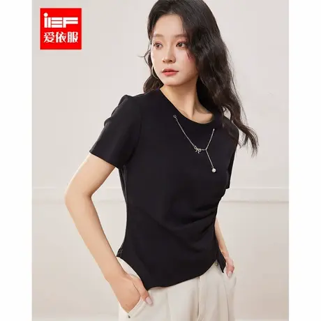 IEF/爱依服大码女装2025夏新款微胖韩版时尚小众设计通勤百搭T恤图片