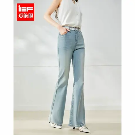 IEF/爱依服裤子2025夏季新款法式温柔通勤气质显瘦百搭牛仔喇叭裤商品大图