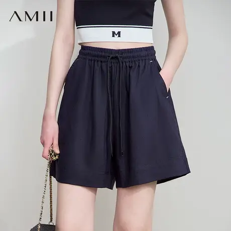 AMII【莱赛尔亚麻短裤】25夏韩版慵懒休闲宽松显瘦休闲运动短裤商品大图