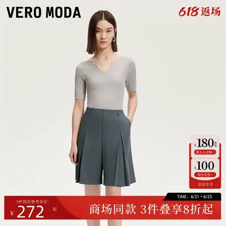 Vero Moda休闲裤女2025夏季新款褶皱设计显瘦简约短裤325215007商品大图