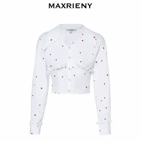 【奥莱】MAXRIENY风小红心印花衬衫截短修身收腰衬衣商品大图
