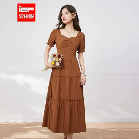 IEF/爱依服连衣裙2025夏季新款法式气质赫本风收腰显瘦连衣长裙图片