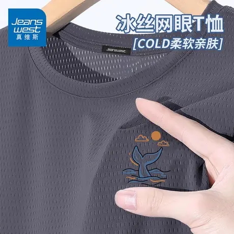 GV真维斯冰丝速干衣男夏季网眼透气t恤男短袖大码宽松健身运动服D图片