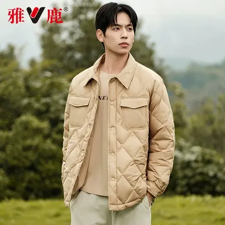 雅鹿衬衫羽绒服男士冬季轻薄款2024新款超薄短款保暖轻便运动外套商品大图