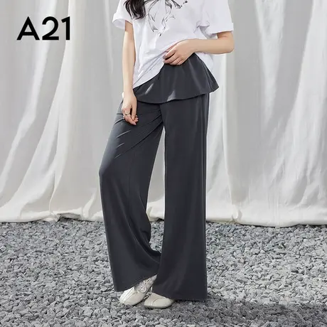 女装深灰宽松两件套休闲裤直筒裤商品大图