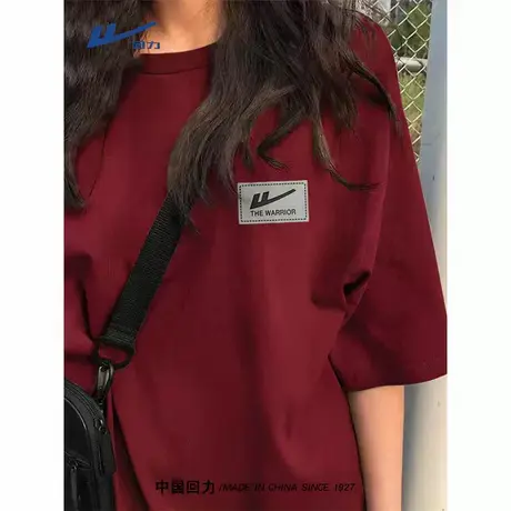 回力圆领短袖t恤女2025夏季新款宽松版慵懒女装男女同款纯棉上衣A图片