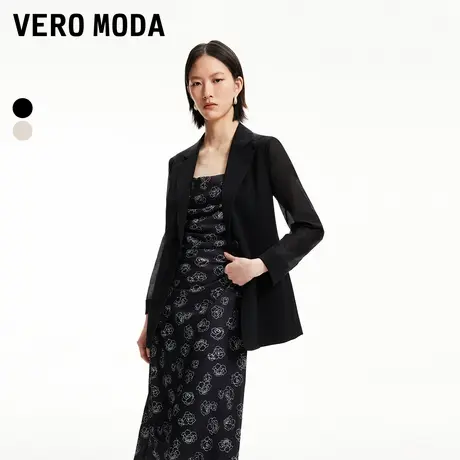Vero Moda西装女夏季简约优雅薄纱拼接九分袖一粒扣门襟324208002商品大图