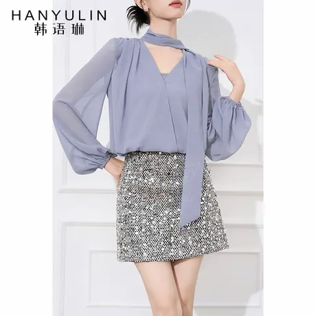 紫色色长袖衬衫2025新款女轻奢高级感法式气质小众设计感春秋上衣商品大图