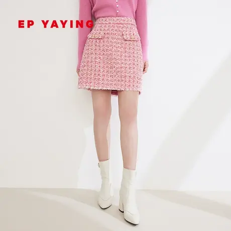 EP YAYING雅莹女装  花呢红色小香风短半身裙 2024早春新品3308B商品大图