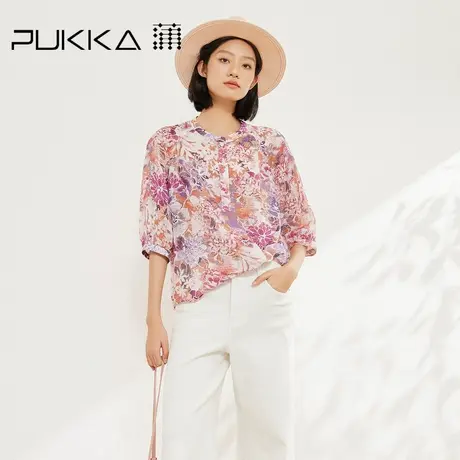 蒲PUKKA 苎麻文艺衬衫女2025夏季新款宽松通勤出游中袖上衣商品大图