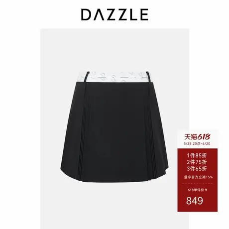 【3件65折】DAZZLE地素奥莱短裤黑色百褶裙裤商品大图