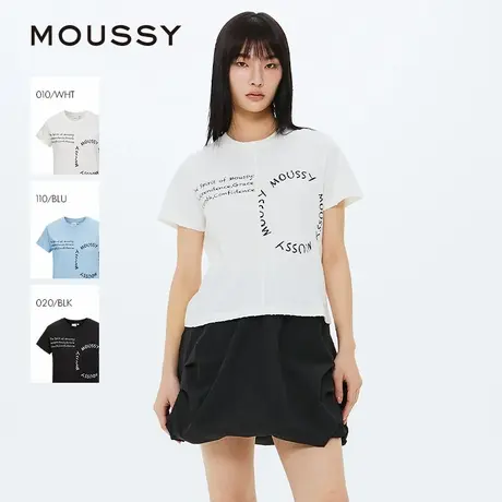 MOUSSY 2025夏季新品不对称字母LOGO印花短袖T恤女028ISA90-2191图片
