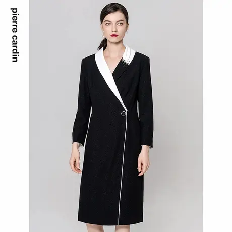 【皮尔卡丹女装】秋季新款高频通勤简约拼色连衣裙【官方正品】商品大图