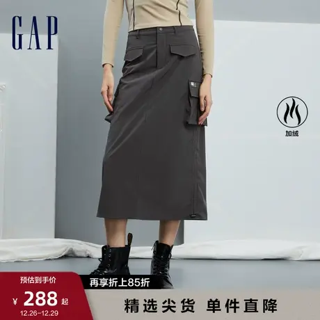 Gap女装秋季新款户外宽松加绒加厚休闲半身裙保暖运动裙891608图片