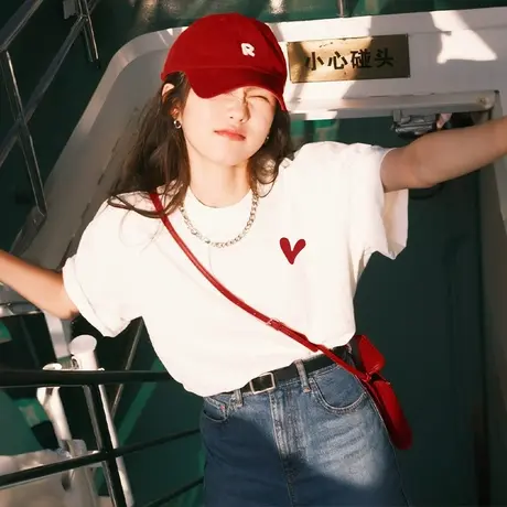 oversize美式短袖女t恤2025夏季宽松半袖设计感体恤漂亮上衣ins潮商品大图