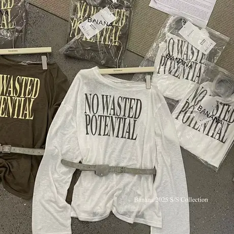 韩国东大门夏季新款时尚趣味斜肩长袖T恤女慵懒防晒衫罩衫上衣ins商品大图