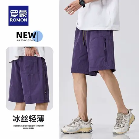 罗蒙夏季男士速干潮流休闲短裤潮牌宽松冰丝时尚透气五分裤子N1Z商品大图