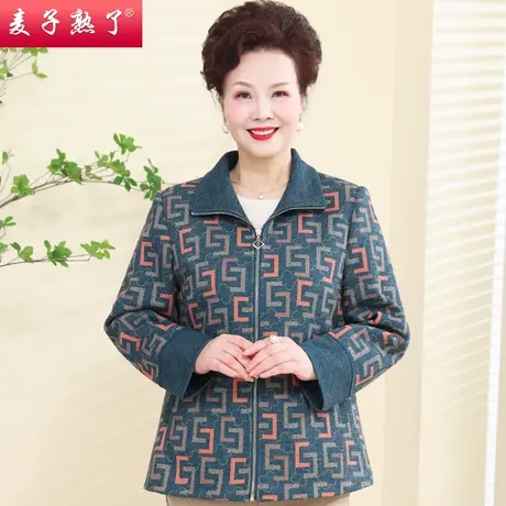 中老年女装2023新款春装洋气宽松外套阔太太春秋长袖上衣服妈妈装图片