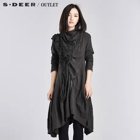 sdeer圣迪奥松软设计感女士长风衣S15381872图片