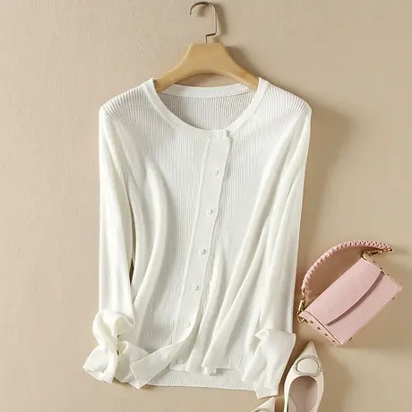 针织羊毛开衫女春装2024新款宽松软糯内搭打底衫薄款毛衣爆款外套图片