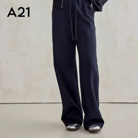 A21女装高腰阔腿长针织裤休闲长裤宽松户外运动裤子商品大图