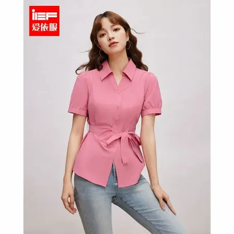 IEF/爱依服2025春季新款上衣轻熟文艺风纯色气质收腰显瘦通勤衬衫商品大图