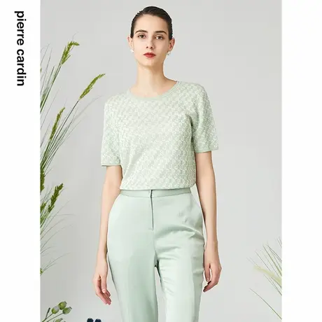 【皮尔卡丹女装】通勤小众提花简约针织衫【专柜正品】商品大图