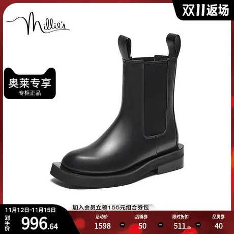 millie's妙丽2023冬新款时尚简约百搭女款马丁靴22738DZ3商品大图