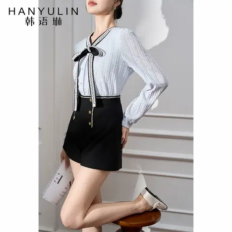 黑色短裤女外穿2025新款春秋款高腰直筒裤阔腿裤小众设计短款裤子商品大图