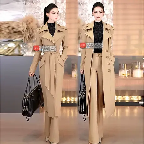 VJEVJE冬季加厚通勤多穿风衣女装新款修身中长款过膝OL风外套商品大图