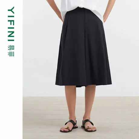 [专柜同款]Yifini/易菲斜纹宽松百搭休闲裙裤女七分裤夏D04K1605商品大图