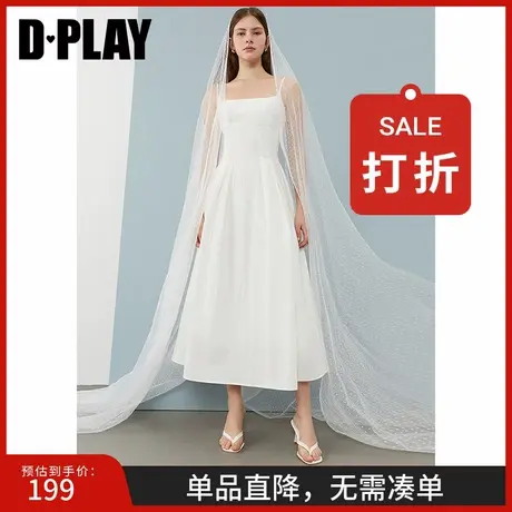 DPLAY2025夏季新款白色连衣裙女A字时尚无袖简单大方的吊带长裙商品大图
