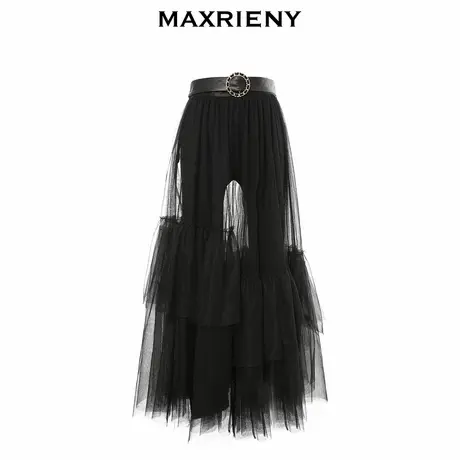 【奥莱】MAXRIENY网纱半身裙裤女冬季鲨鱼裤裙假两件商品大图