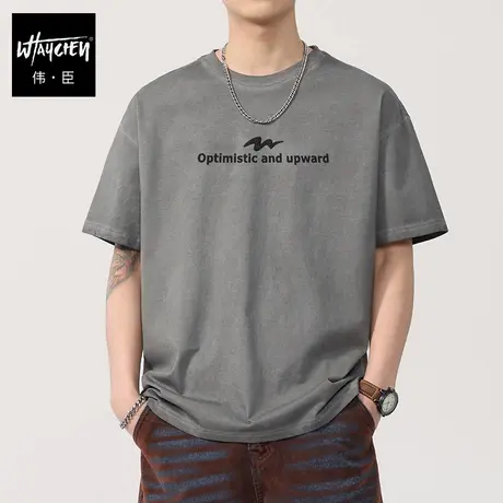 伟臣大码男装短袖T恤男士夏季宽松休闲加肥加大胖子圆领图片
