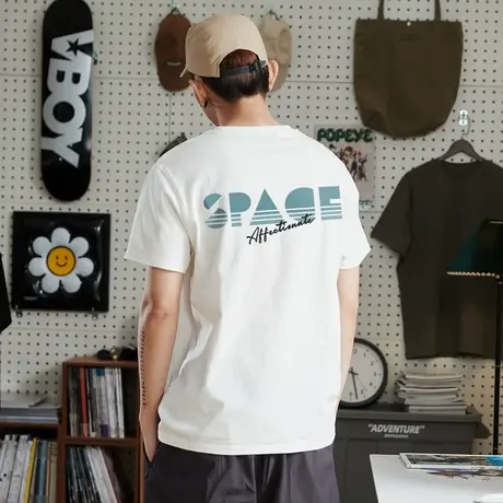 唐狮夏季新款男短袖T恤后背字母印花圆领上衣宽松内搭打底衫t图片